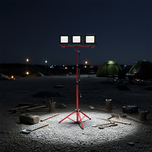 Lámpara LED Portátil para Camping con Soporte, 21000 Lúmenes, 3 Cabezas, IP65 Impermeable, Trípode Rojo para Uso Interior y Exterior - Product Image 2