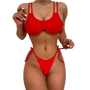 Armatures brésilien Biquini maillots de bain Breve Split extrême Sexy fille de plage Mini Micro Bikini 202