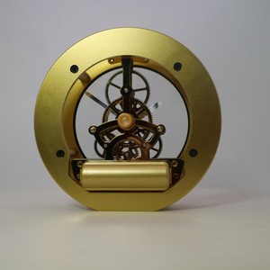 Orologio <span class=keywords><strong>da</strong></span> <span class=keywords><strong>Tavolo</strong></span> Scheletrato con Meccanismo in Metallo, Diametro 130mm, Colore Oro e Nero, Movimento Scheletrato Inseribile - Product Image 4