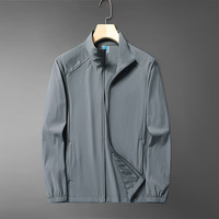 UPF50 + hommes décontracté été veste respirant élastique monocouche enveloppé coupe-vent col montant Protection solaire