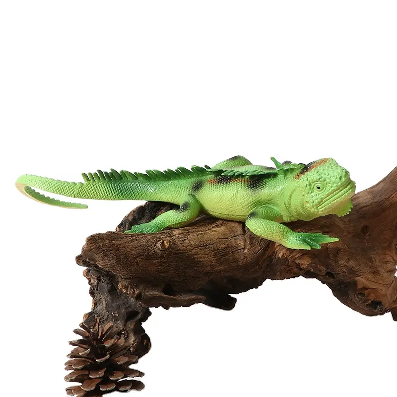 Chinese manufacturers direct soft material pvc green extrusion sound lizard, wild animals, pvc pressure relief toys