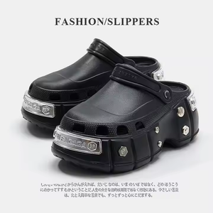 Pantuflas de Lujo 2025 en Oferta, Pantuflas Americanas Populares para Mujer, para Exteriores, de Color Sólido, con Suela Gruesa, Estilo Rock con Remaches - Product Image 2