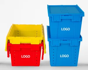60*40*38cm Plastic Foldable Crates With Lids Rectangle Container