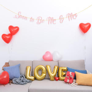 เร็วๆนี้จะเป็นนาย & นางเจ้าสาวโสดธงกระดาษสำหรับตกแต่งการหมั้นแบนเนอร์แป้งหอมใหญ่ดอกไม้ลาเต้ - Product Image 3