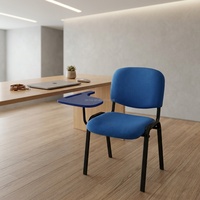 Chaise de conférence ergonomique rembourrée avec tablette d'écriture, chaise visiteur empilable à structure métallique pour réunions de bureau, formations et événements