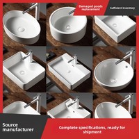 Lavabo simple en céramique au design moderne, à poser sur comptoir, pour salle de bain d'hôtel ou balcon, avec personnalisation du logo