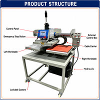Presse à chaud hydraulique double station 40x40 numérique pour transfert thermique sur vêtements, t-shirts et impression de logos textiles