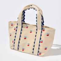 Sac fourre-tout compact en toile pour femme avec logo personnalisé, fermeture magnétique et motif brodé