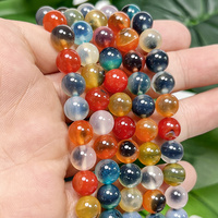 Perles rondes en pierre d'agate naturelle colorée en forme de cœur de sucre, 8mm, 45 pièces, perles en vrac pour la fabrication de bijoux, bracelets, colliers, accessoires