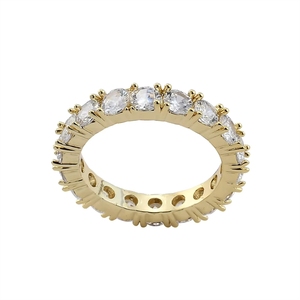 Hip-Hop Einreihiger Zirkon Trendiger Messingring Vollständig Vergoldet CNAS-Zertifiziert 4MM Mini Bling Iced Out Tennis-Ring - Product Image 5