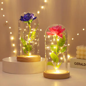 Rose Éternelle Artificielle Lumière LED la Belle et la Bête sous Cloche en Verre Décoration Noël Maison Cadeau Fête des Mères Saint-Valentin Nouvel An - Product Image 3