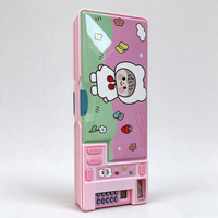 Étui à crayons en plastique rose en gros, personnalisé, en ABS, multifonctionnel, avec calculatrice et taille-crayon