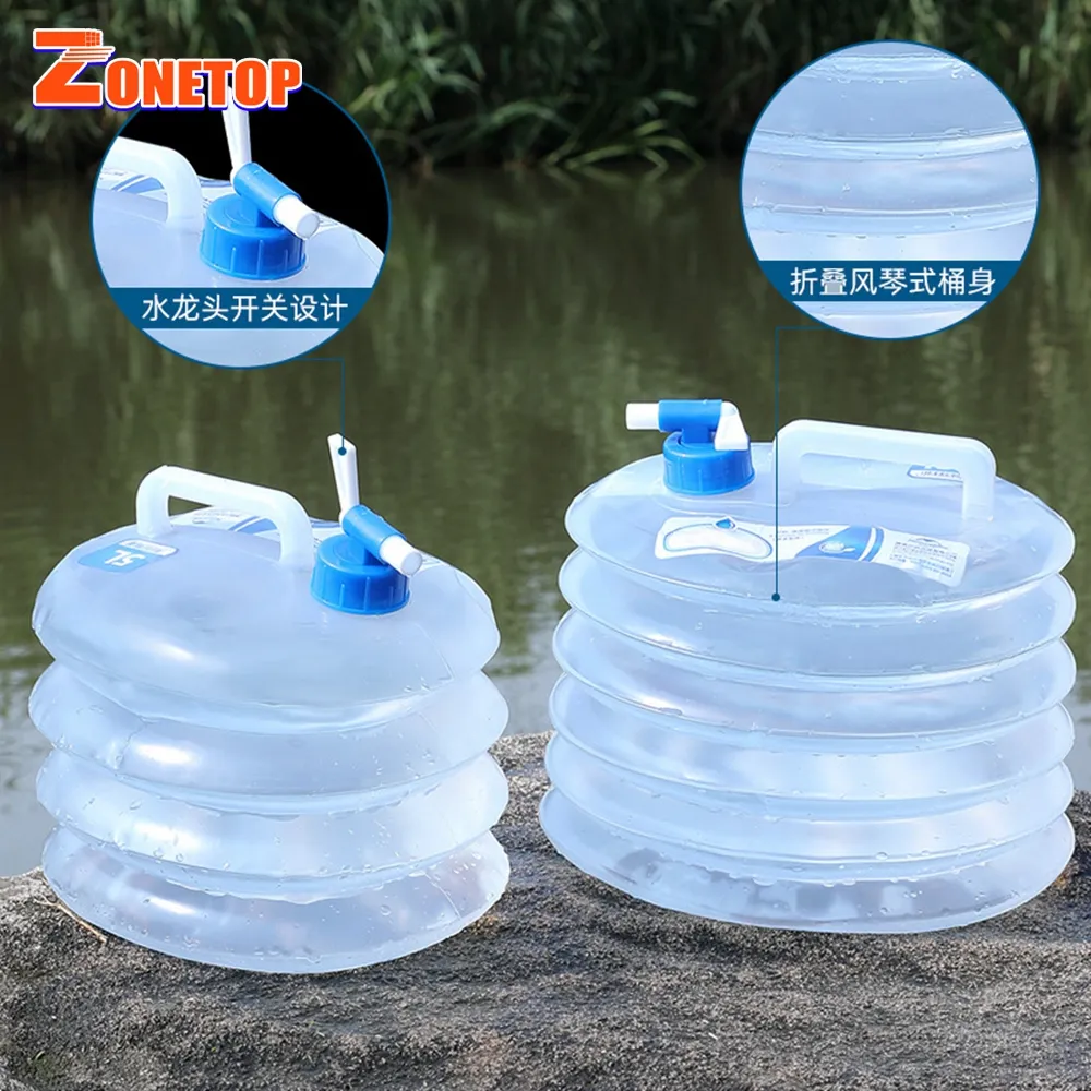 BPA Free 3L 5L 8L 10L 15L Clear PE Plastic Flexible Foldable Collapsible Drinking Mineral Water Container with Tap