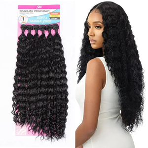 Bán buôn cho mềm mại tự nhiên màu đen chịu nhiệt Brazil mở rộng tóc gói lớn sóng nước sâu Tóc tổng hợp bó - Product Image 2