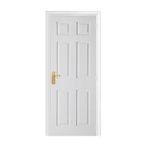 Puerta moldeada de MDF para el hogar, núcleo hueco de diseño simple imprimado, estilo americano, color blanco