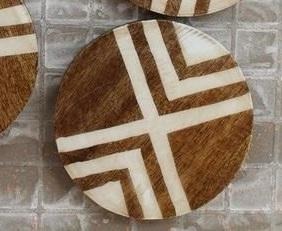 ที่รองแก้ววอลนัททรงสี่เหลี่ยมฝังกระดูกที่ออกแบบด้วยมือแบบคลาสสิกเป็นมิตรต่อสิ่งแวดล้อมลายทางสีน้ำตาลและสีขาว - Product Image 3