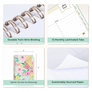 กระดาษโน้ตแบบเกลียวออกแบบได้ตามต้องการสมุดบันทึกประจำวันพิมพ์ลายสมุดรายวันแบบเกลียวรายเดือนรายสัปดาห์ - Product Image 2