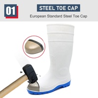 Bottes de pluie de sécurité en PVC blanc Tiger Master certifiées CE, avec embout en acier, anti-perforation, imperméables et antidérapantes pour hommes, pour l'industrie alimentaire