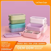 Neue Zweistöckige Edelstahl-Thermo-Lunchbox Bento-Box mit Besteck Große Kapazität Versiegelter Deckel Wärmeerhaltend Stapelbare Behälter