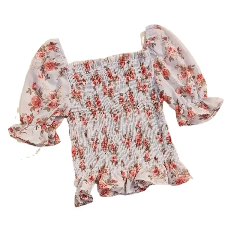 Camisa de gasa para mujer, camisa de moda de comercio exterior, gran calidad, precio barato, Top de diseño mezclado, venta al por mayor