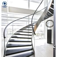 Escalier courbé en acier et bois Prima Modern Design pour intérieur commercial