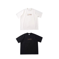 T-shirt décontracté pour homme en coton respirant, coupe ample, col rond, avec logo frontal créatif et ludique, orné de perles et d'un design tridimensionnel