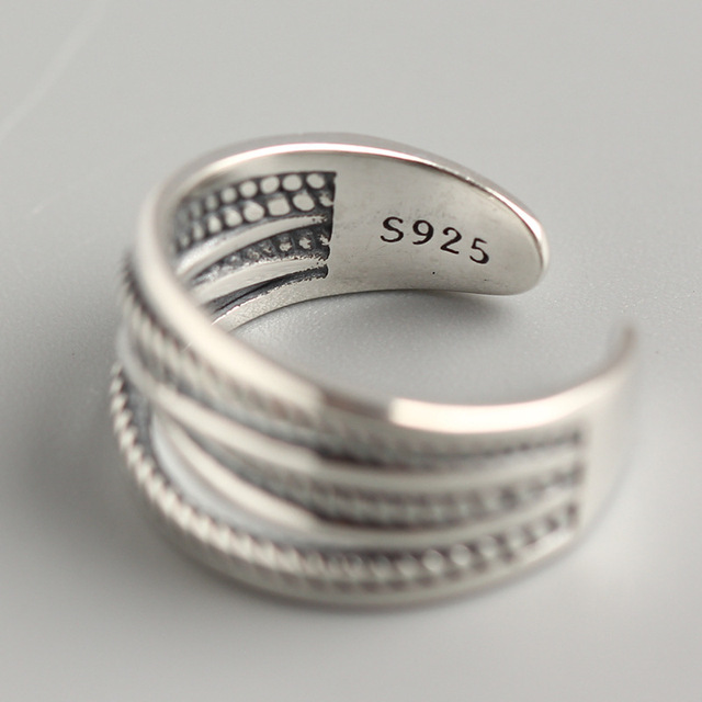 925 Sterling Silver Gold Plated Classic Anniversary Rings for Women Vintage Wedding Trendy Large Adjustable Zircon Antique