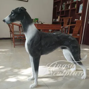 后院装饰定制设计真狗雕塑真人大小树脂灰狗雕像