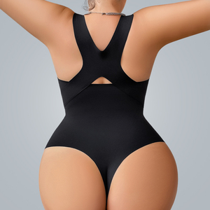 Body gainant intégral pour <span class=keywords><strong>femme</strong></span> <span class=keywords><strong>en</strong></span> jersey tissé sans couture, bretelles invisibles, bandes antidérapantes, contrôle du ventre, fermeture à agrafes, taille - Product Image 4