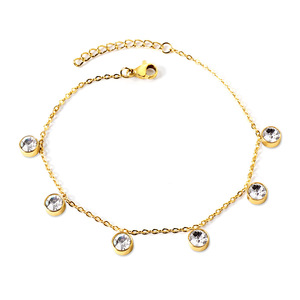 Women's Geometric Crystal <b>Bracelet</b> Gold Chain Bezel Setting Party Jewelry - Product Image 5