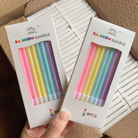 Bougies d'anniversaire artisanales en cire de paraffine, personnalisées, en forme de crayon, arc-en-ciel, pour la décoration de gâteaux et de fêtes