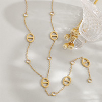 Collier Lariat en Acier Inoxydable Plaqué Or 18K avec Maillons Mariniers et Zircons Cubiques pour Femme, Chaîne Délicate, Vente en Gros OEM