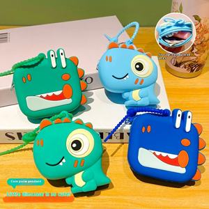 Sac à Monnaie en Silicone Dinosaure Mignon en Gros, Pochette Simple pour Écouteurs, Petit Sac de Rangement Portable pour Enfants, Cadeaux Nouveauté - Product Image 4