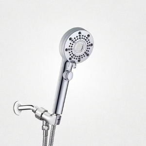 Juego de rociador de ducha de mano cromado redondo, cabezal de ducha de alta presión que ahorra agua para el hogar, hotel, baño - Product Image 1