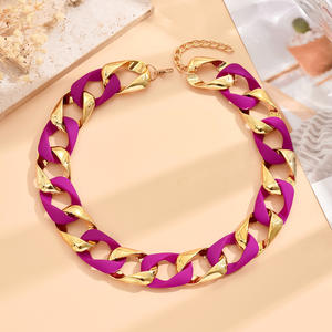 Collar <span class=keywords><strong>de</strong></span> <span class=keywords><strong>cadena</strong></span> cubana <span class=keywords><strong>de</strong></span> acrílico hueco <span class=keywords><strong>de</strong></span> Color fluorescente estilo Punk americano europeo joyería budista étnica Hip Hop CCB costura - Product Image 6