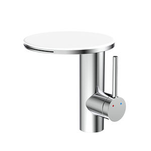 Robinet de lavabo en cascade en acier inoxydable gris canon de fusil, unité unique, pour hôtels, avec noyau en céramique, eau chaude/froide - Product Image 1