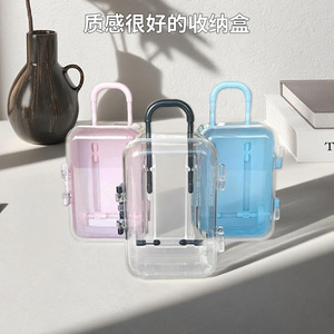 Mini Trolley Case For Jewelry Storage 5 Inch Transparent Plastic Box Desktop Organizer Small Travel Case - Product Image 2