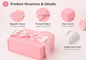 Pink <b>Ribbon</b> Gift Packaging <b>Thick</b> Cardboard Soft Inner Lining Custom Insert for Weddings Birthdays Jewelry Gifts <b>Ribbon</b> Gift Box - Product Image 4