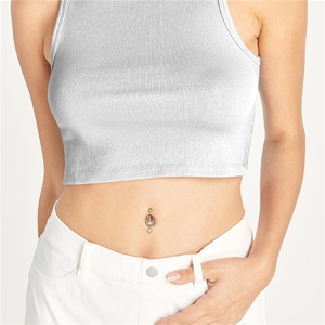 Set di 6 <span class=keywords><strong>Piercing</strong></span> per <span class=keywords><strong>Ombelico</strong></span> in Acciaio Inox 14G Placcato Oro/<span class=keywords><strong>Argento</strong></span> con Ciondoli a Forma di Cuore, Luna, Stella e Cristalli di Zirconia - Product Image 6