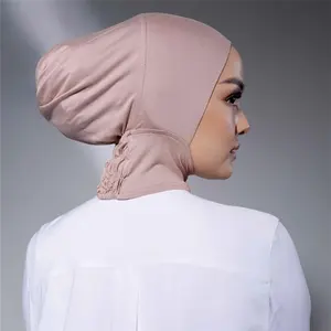 INS Hot Inner Hijab Cotton Jersey Stretch Ruched Elastic Back Underscarf Caps Neck Cover Inner Hijab Ninja