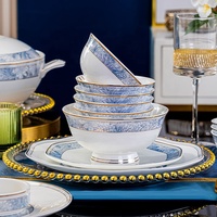 Nouveau bol et ensemble de vaisselle en porcelaine osseuse pour ménage assiette et bol en céramique haut de gamme combinaison bol et vaisselle