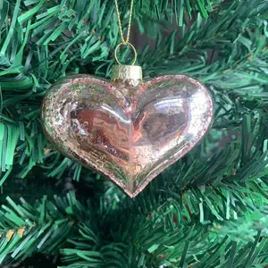 الجملة على شكل قلب عيد الميلاد شجرة زينة شنقا كرات زجاجية لعيد الميلاد 6 سنتيمتر الحلي
