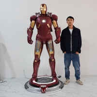 Patung Karakter Marvel 1:1 Ornamen Besar Bercahaya Iron Man Dekorasi Kafe Internet Bioskop
