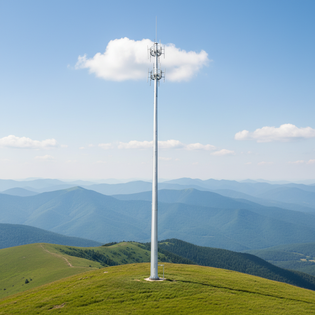 Steel Communication Cellular Tube Antenna Tower with Hot Dip Galvanized Surface Customizable Height Sturdy Design