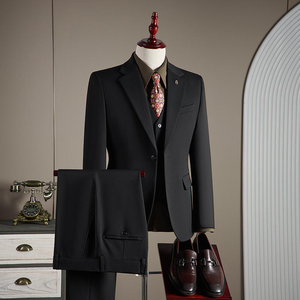 Ensemble de <span class=keywords><strong>3</strong></span> pièces de costume pour hommes grande taille, blazer à simple boutonnage, coupe ajustée, pour occasions formelles, bal, bureau, mariage, quotidien - Product Image 4