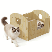 Lit pour chat en bois massif semi-fermé, meubles pour chat d'intérieur, nid douillet pour chats et chatons avec un design moderne