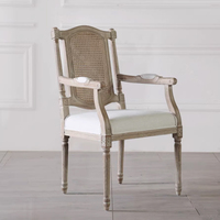 Fauteuil de salle à manger vintage en bois massif de style américain de luxe léger Home Cafe Restaurant Fauteuil en rotin