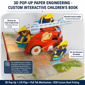 Libro Interattivo per Bambini Personalizzato con <span class=keywords><strong>Camion</strong></span> <span class=keywords><strong>dei</strong></span> <span class=keywords><strong>Pompieri</strong></span> 3D Pop-up in <span class=keywords><strong>Cartone</strong></span>, Copertina Rigida con Alette Sollevabili, Stampa OEM - Product Image 3