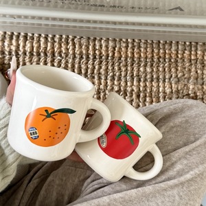 Cute Fruit Design Ceramic Mug Novelty Tomato and Orange Coffee Cup Custom Mug with Logo - Product Image 2