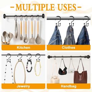 YIWANG Crochets noirs doubles pour tringle de rideau de douche, anneaux de suspension pour rideaux - Product Image 4